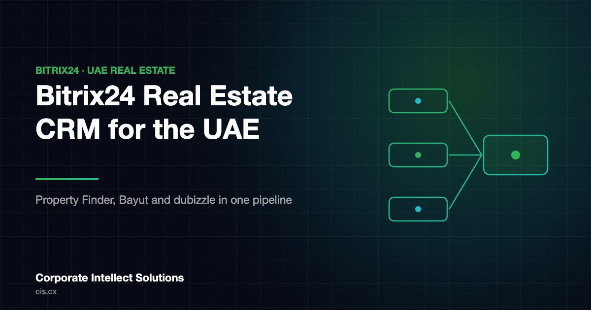 Bitrix24 Real Estate CRM for the UAE — Property Finder, Bayut and Dubizzle leads in one pipeline